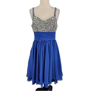 Unbranded Royal Blue Sequin Beaded Bodice Formal Dress - Gala Prom
